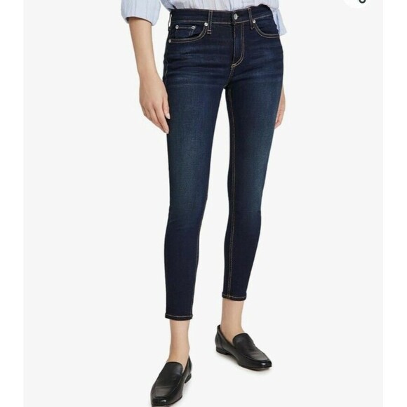rag & bone Women's  High Rise Skinny Ankle Jean in Dark Blue Size 27 - Picture 12 of 12